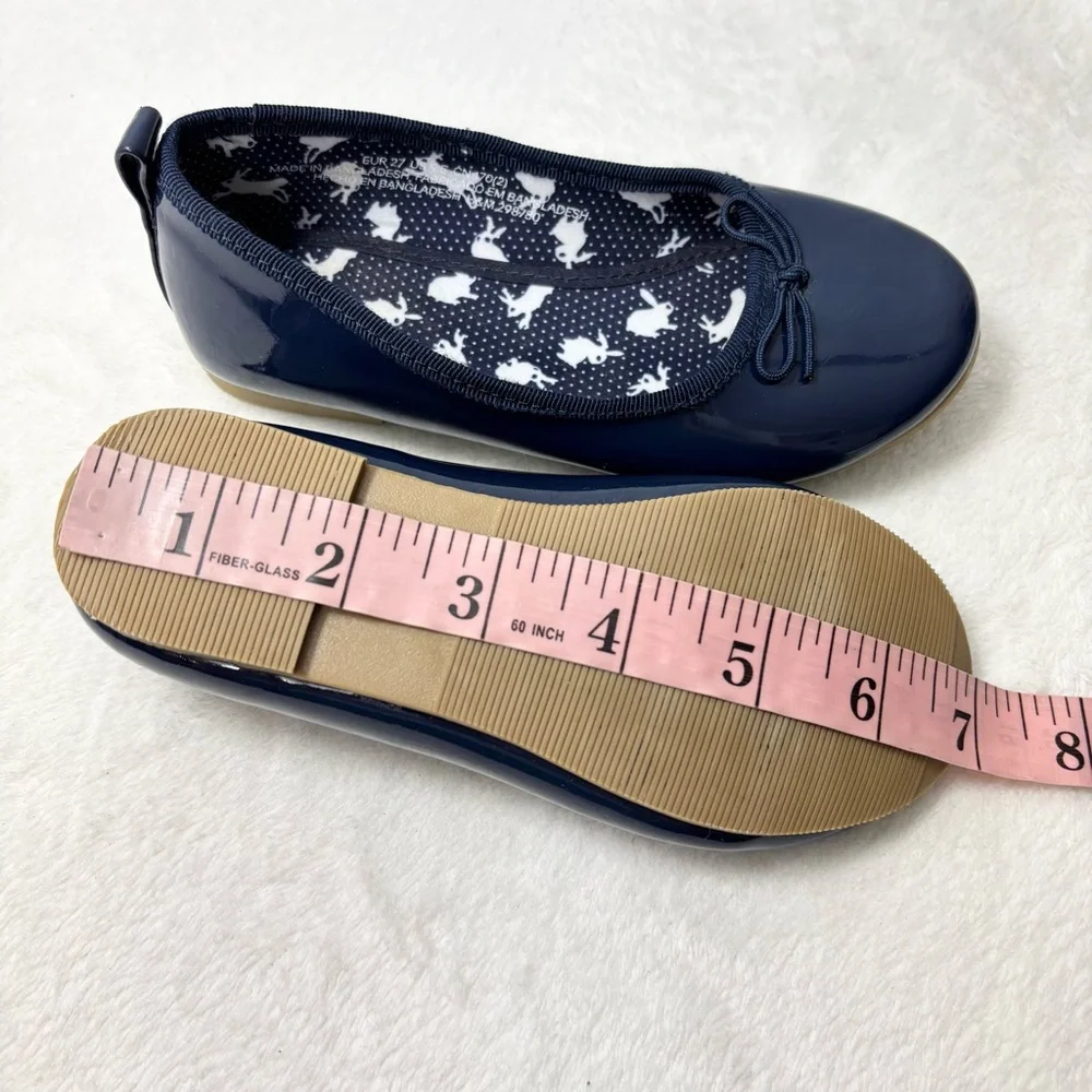 H&M Navy Blue Ballet Flats with Rabbit Print and Bow Size 9.5 Toddler‎